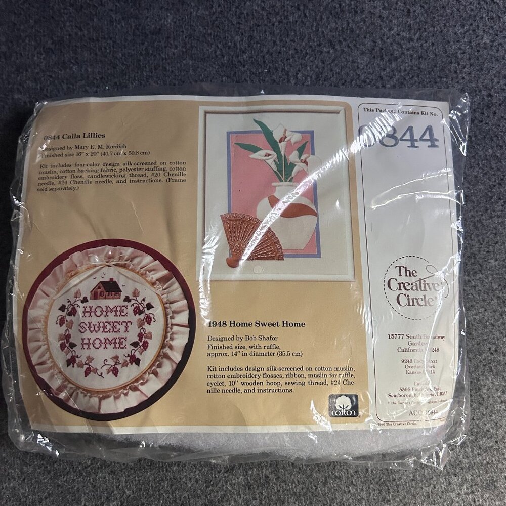 Creative Circle #0844 Embroidery Kit Unopened Calla‎ Lillies 16x20 Vintage